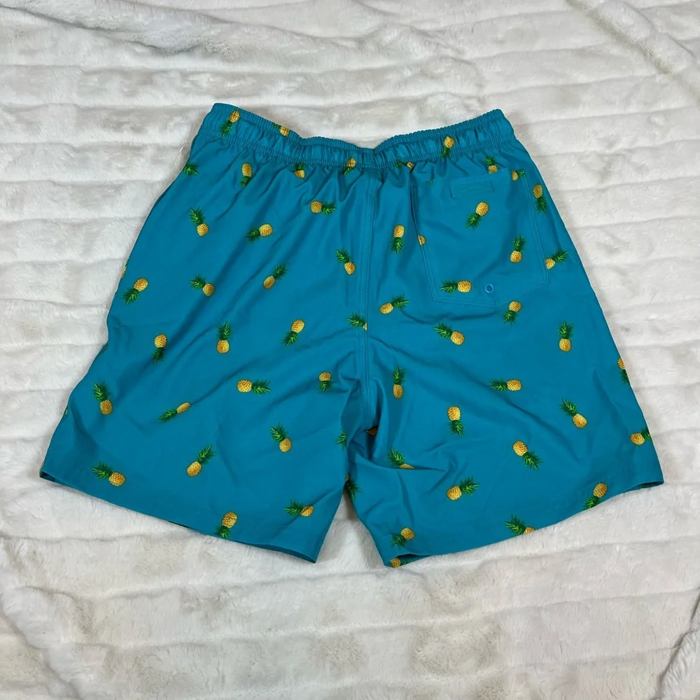 Old Navy Men S Blue Gold Pineapple Print Tropical Swim Trunks Lined Beach Cruise